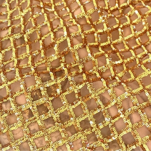 DRESS The Population Luna Gold Sequin Embellished V-Neck Cocktail Mini Dress - Picture 8 of 13